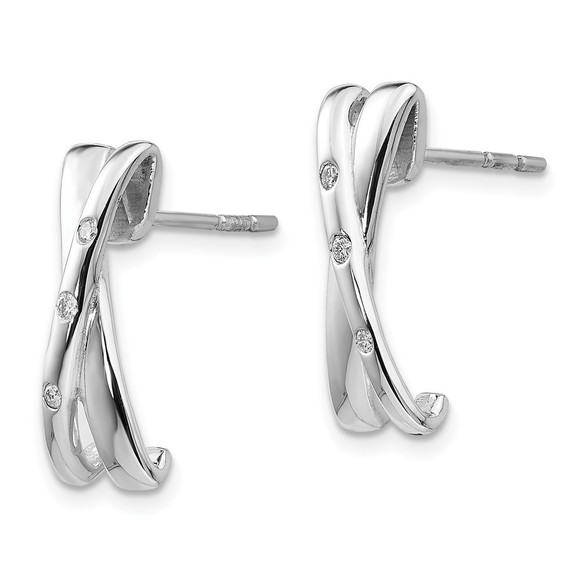 White Ice Sterling Silver Rhodium-plated Diamond X Post Earrings - Picture 4 of 4